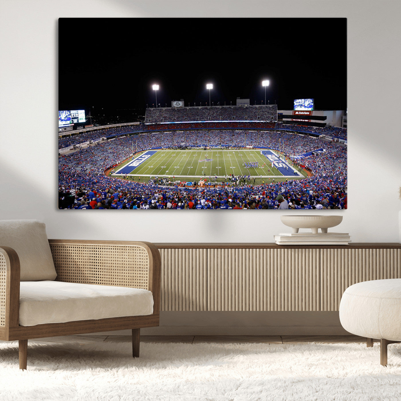 MGV-CV-36X24 - Buffalo Bills Wall Art - Buffalo Bills Stadium Canvas Print, Perfect Sports Decor for Living Rooms,