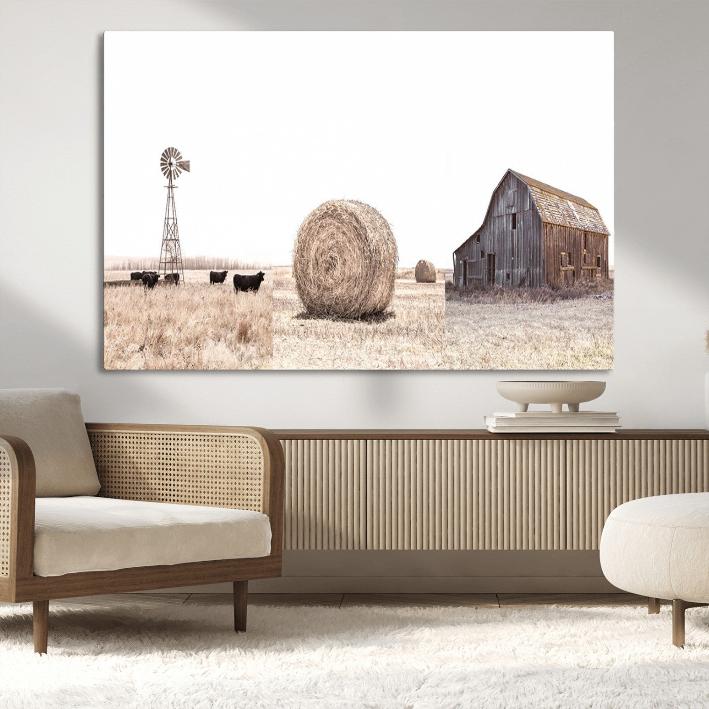 MGV-CV-36X24 - Farm Prints Set, Set of 6 Farmhouse Wall Art, Country House Decor, Barn Print, Wheat Print,