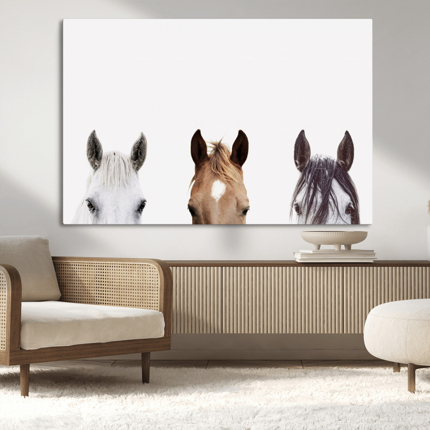 MGV-CV-36X24 - Horse Prints Set, Set of 3 Horse Wall Art, Horses Portraits, Farmhouse Wall Art, Farm Animals