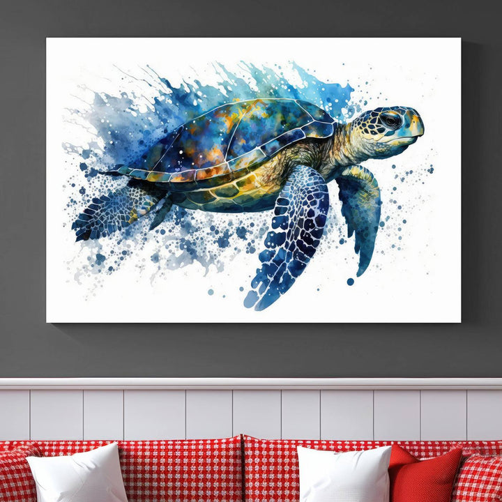 Watercolor Turtle Wall Art Canvas Print