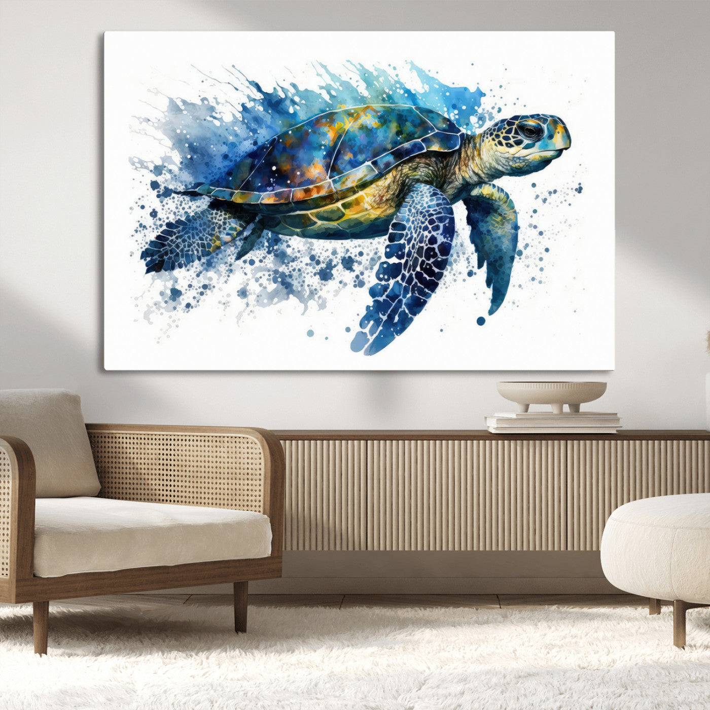 MGV-CV-36X24 - Watercolor Turtle Wall Art Canvas Print for Decoration