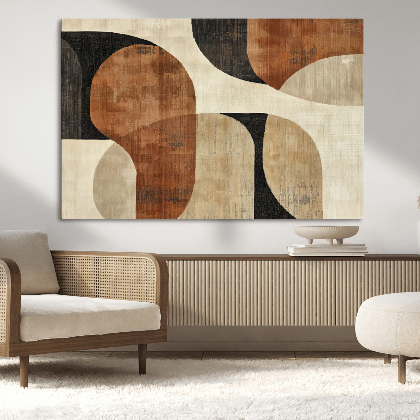MGV-CV-36X24 - Wabi Sabi Abstract Wall Art Canvas Print | Large Minimalist Modern Geometric Wall Decor for Living