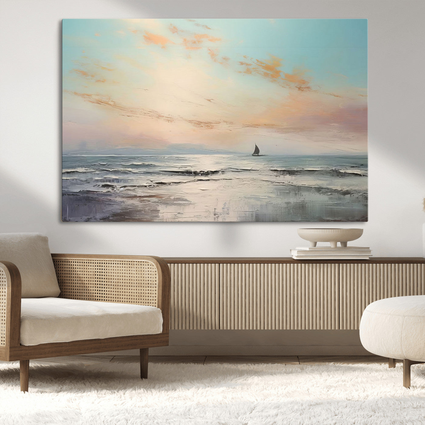 MGV-CV-36X24 - Abstract Ocean Wall Art -  Boat Wall Art Canvas Print