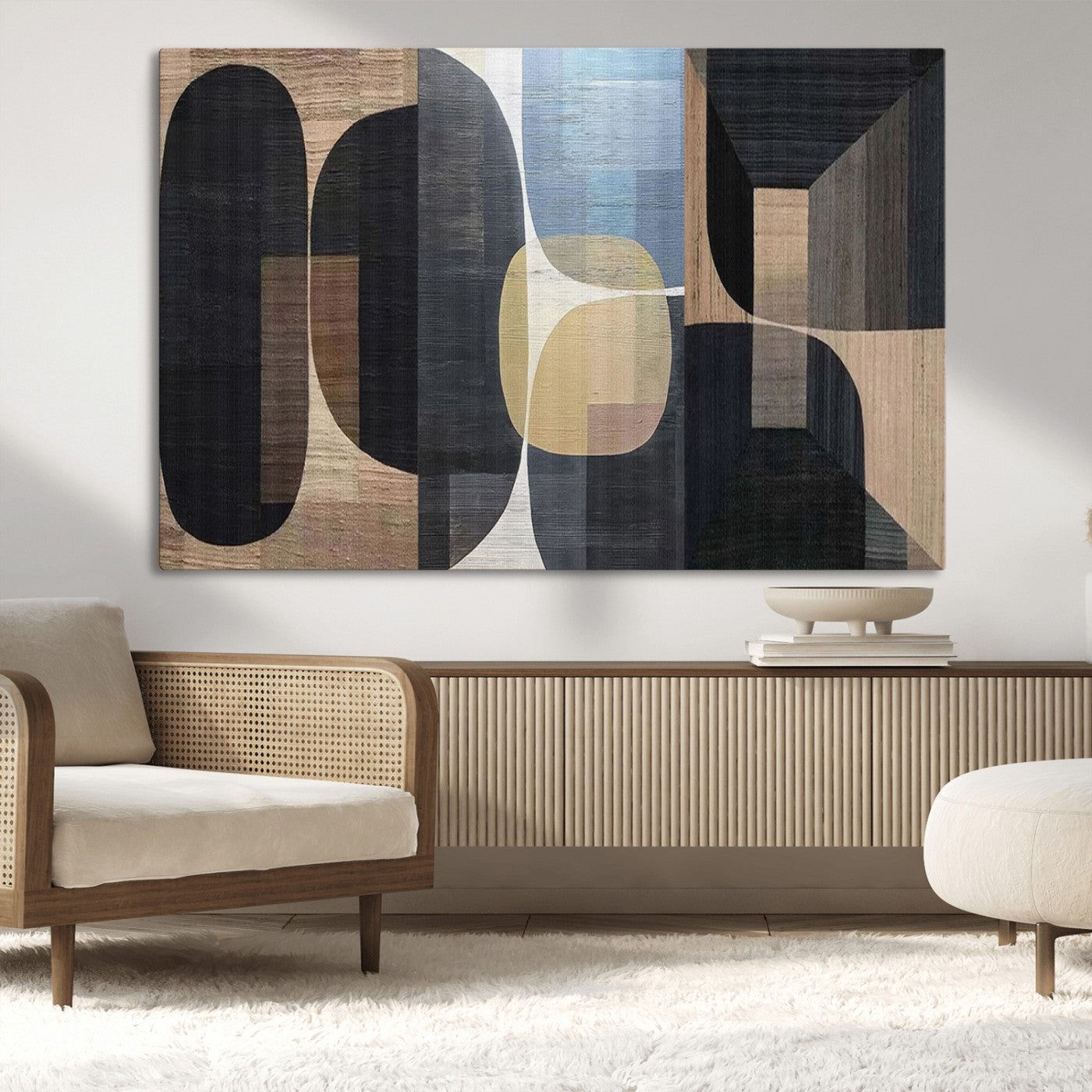 MGV-CV-36X24 - Minimalist Wabi Sabi Abstract Geometric Wall Art Canvas Print – Modern Minimalist Shapes – Ready to