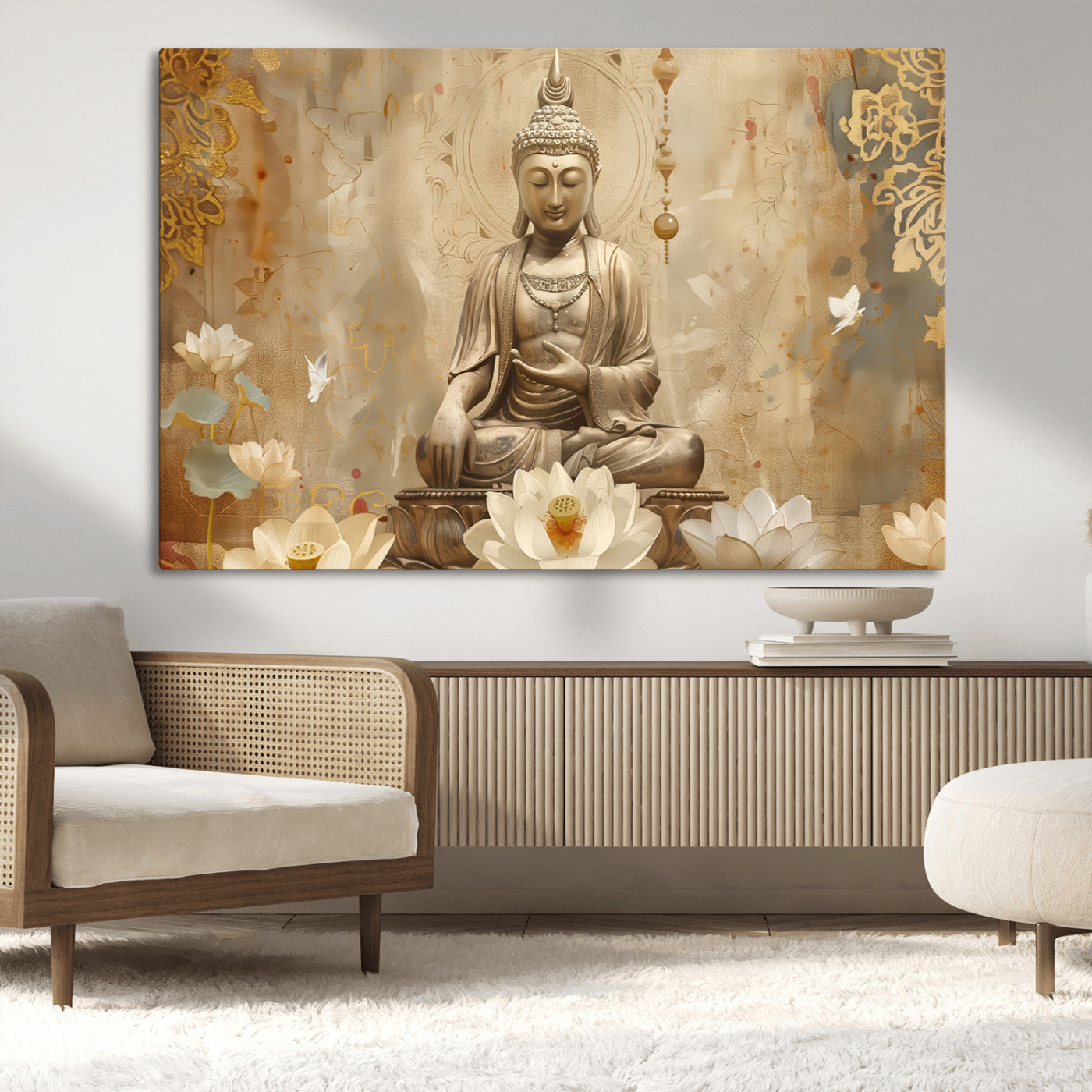 MGV-CV-36X24 - Buddha Wall Art Canvas Print, Buddha Meditation Room Decor, Yoga Room Wall Decor