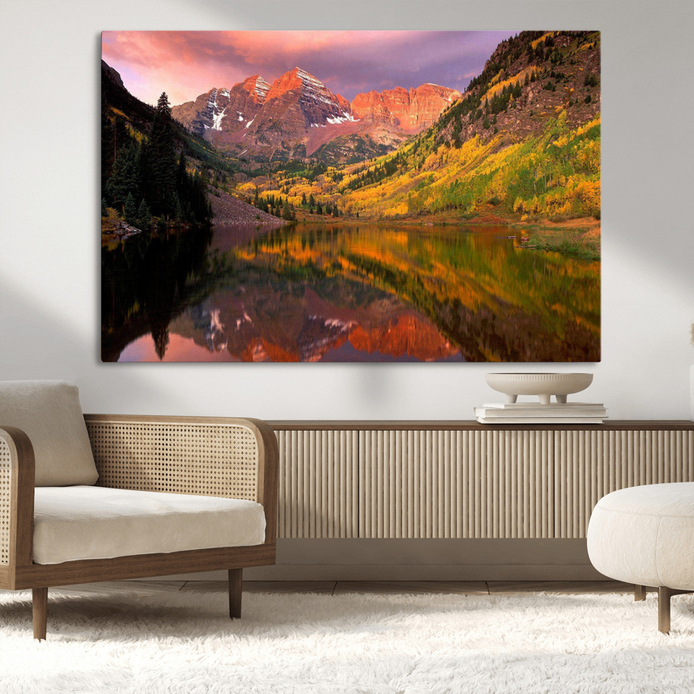 86946-MGV-CV-36X24-Colorado Rockies Mountain Sunset Wall Art | Ready to Hang and Framed | Scenic Nature Landscape