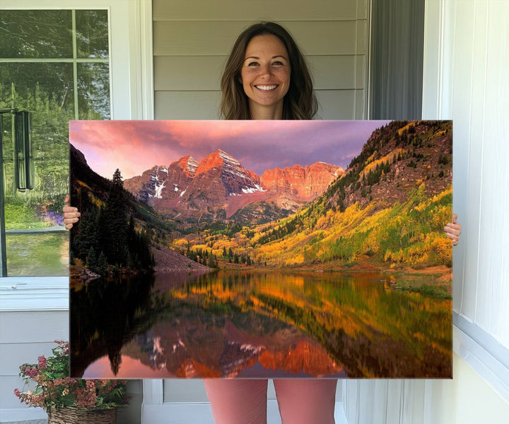 Colorado Rockies Mountain Sunset Wall Art | Ready to Hang and Framed | Scenic Nature Landscape Canvas Print
