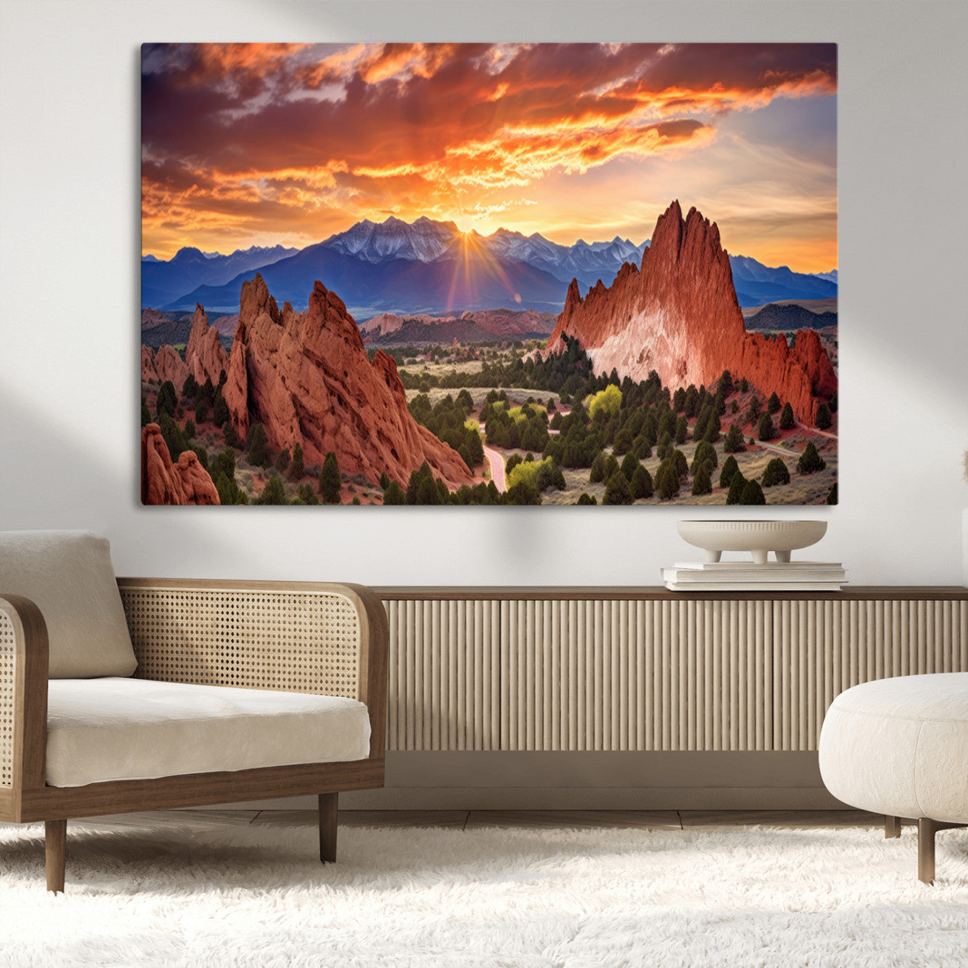 MGV-CV-36X24 - Rocky Mountains Sunset Wall Art Canvas Print – Ready to Hang, Framed Colorado Landscape