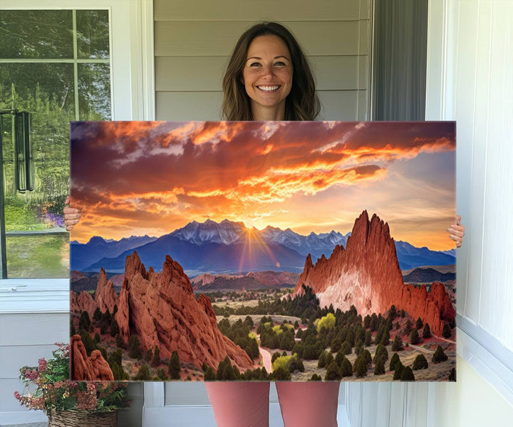 Rocky Mountains Sunset Wall Art Canvas Print – Ready to Hang, Framed Colorado Landscape