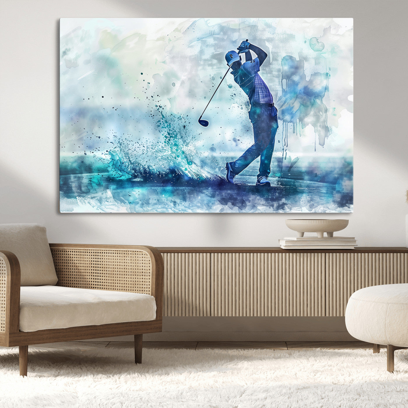 MGV-CV-36X24 - Golf Swing Wall Art Canvas Print - Sports-Inspired Watercolor Decor - Ready to Hang