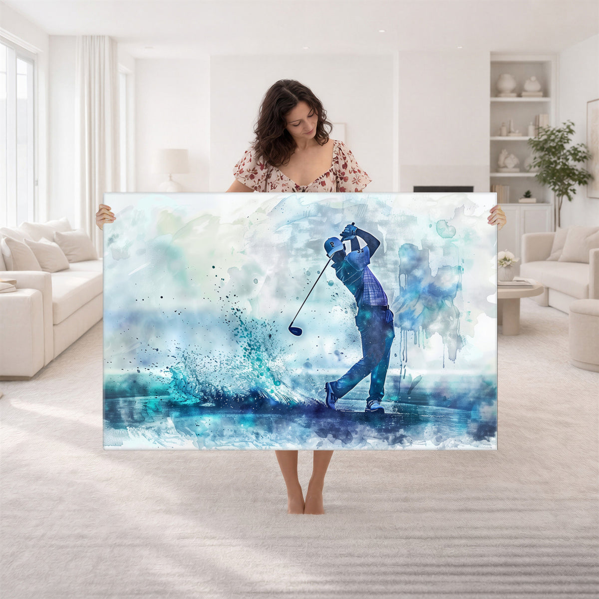 45328-MGV-CV-36X24 - Watercolor Abstract Golf Swing Wall Art Canvas Print