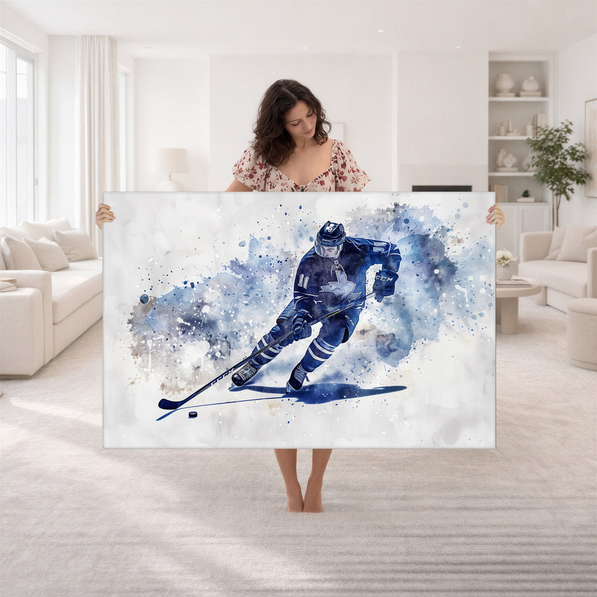 39795-MGV-CV-36X24 - Hockey Player Wall Art Canvas Print