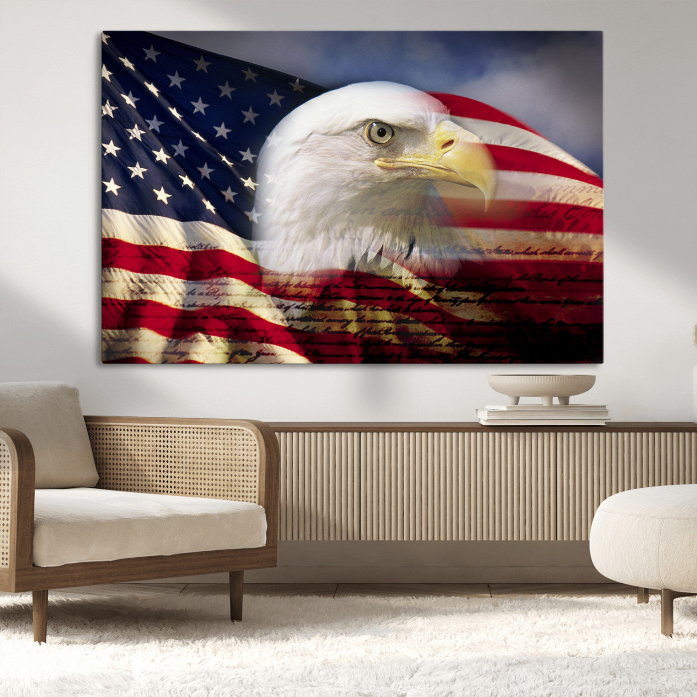 MGV-CV-36X24 - American Flag Eagle Symbol Wall Art, American Flag Eagle Wall Art Canvas Print