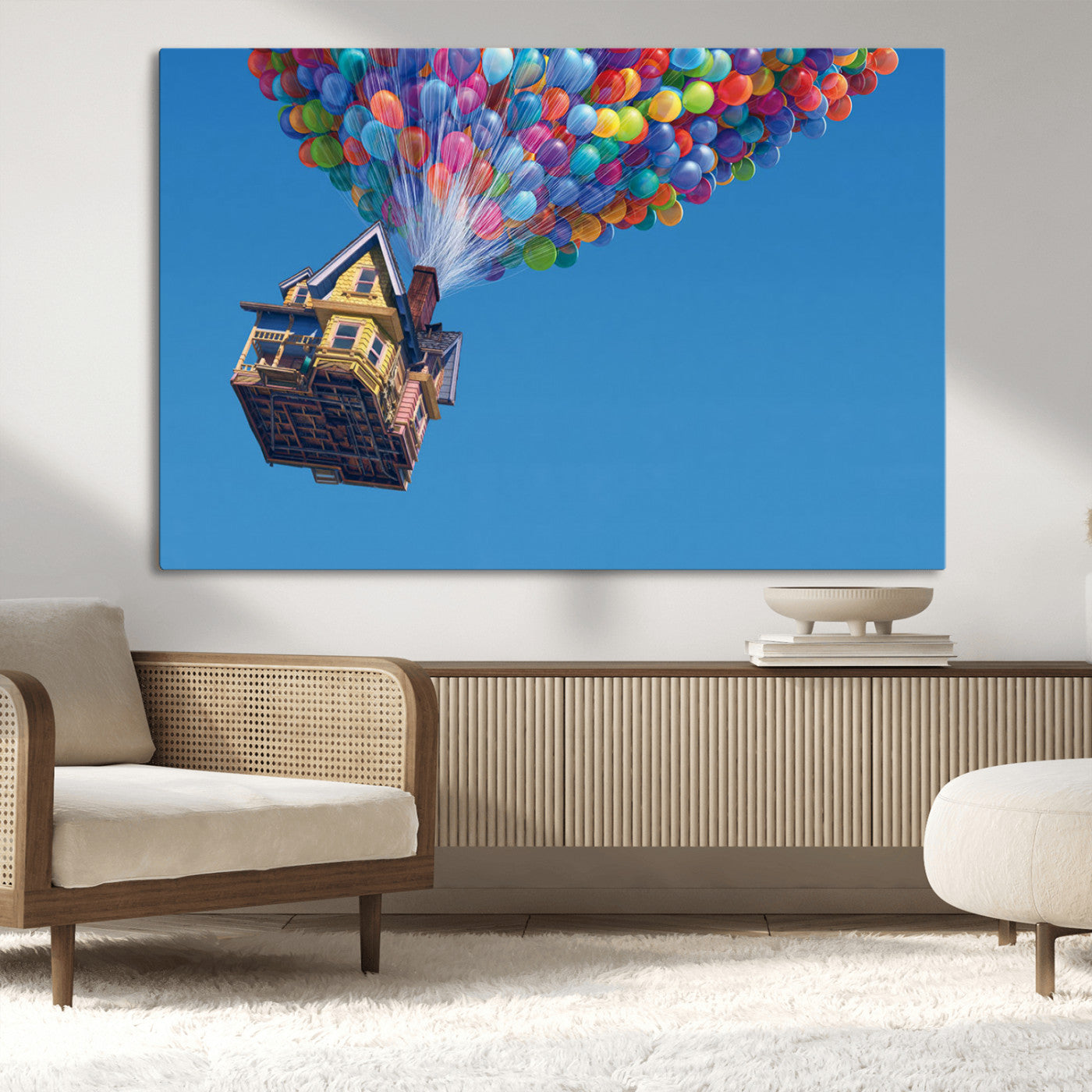 MGV-CV-36X24 - Carl Fredricksen, Up Movie Wall Art, Balloons Wall Art, Air Balloons for Kids Room Print