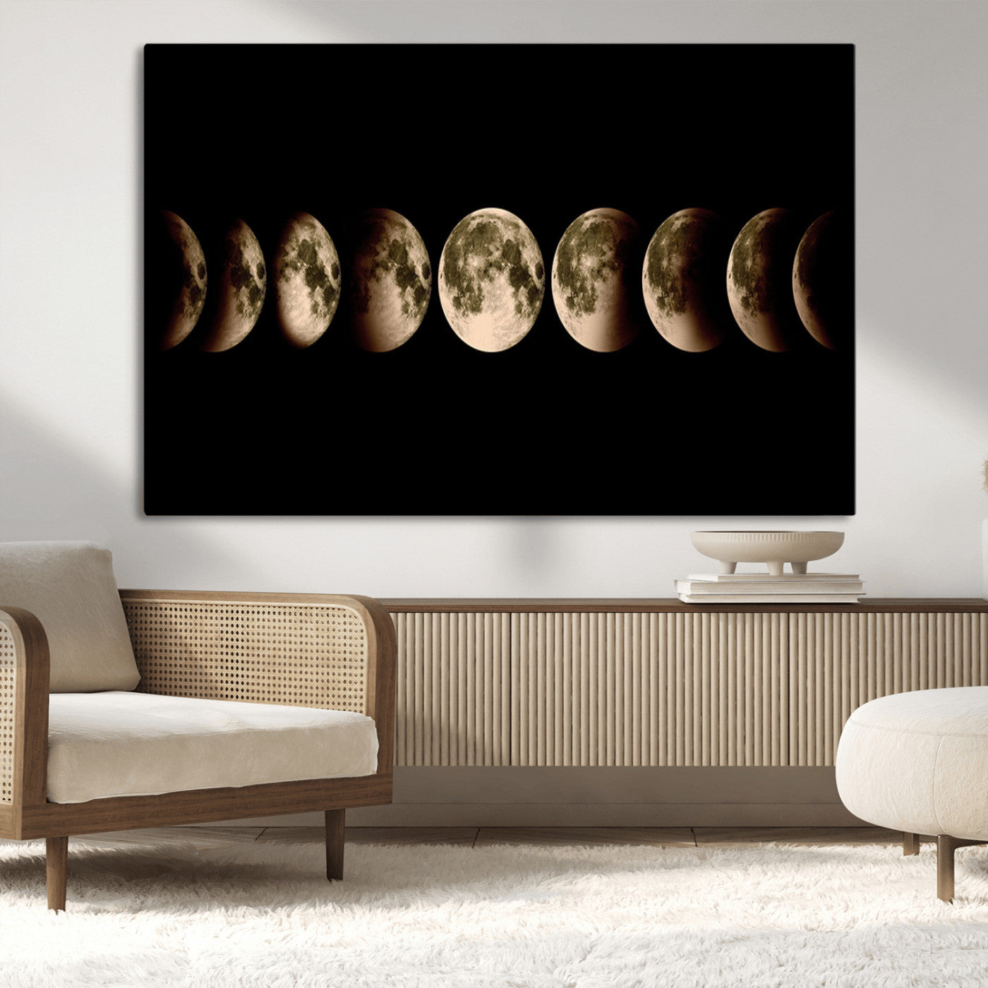 MGV-CV-36X24 - Phases of the Moon Wall Art | Canvas Print for Modern Wall Decor | Ready to Hang and Framed
