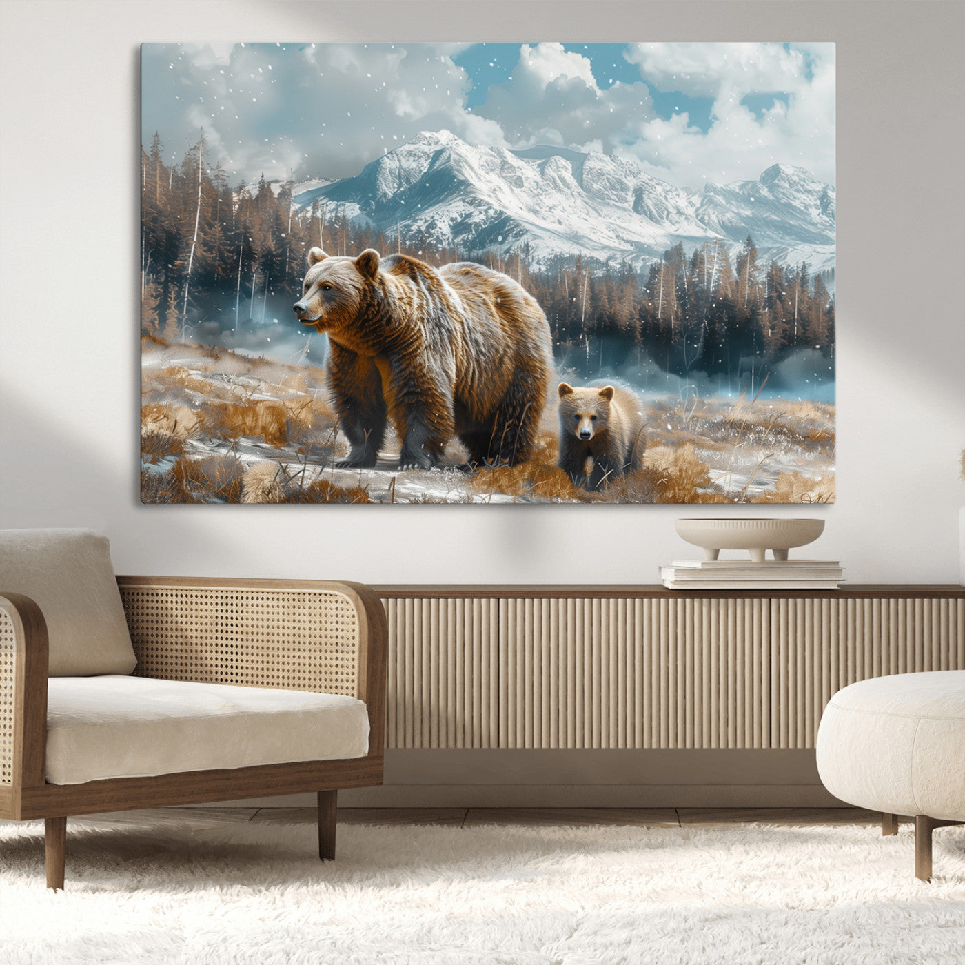 MGV-CV-36X24 - Bear and Baby Bear Wall Art Canvas Print