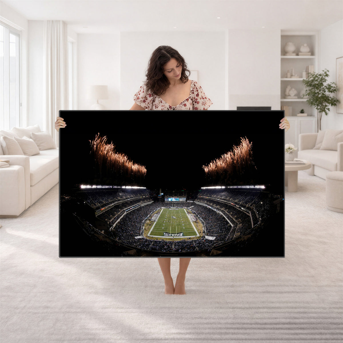 89680-MGV-CV-36X24 - Eagles Field Stadium Wall Art, Philadelphia Eagles Football, Framed and Ready to Hang