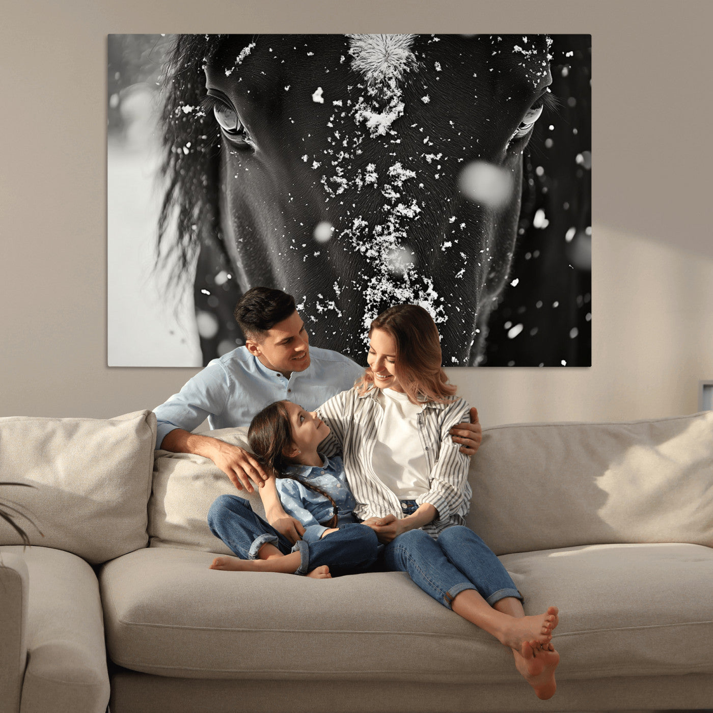 Winter Horse Snow Wall Art Canvas Print
