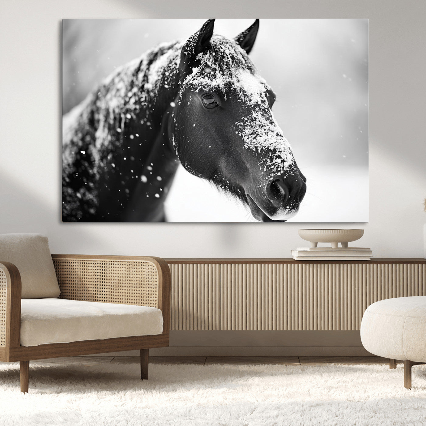 MGV-CV-36X24 - Horse Canvas Print - Winter Horse Snow Wall Art Canvas Print