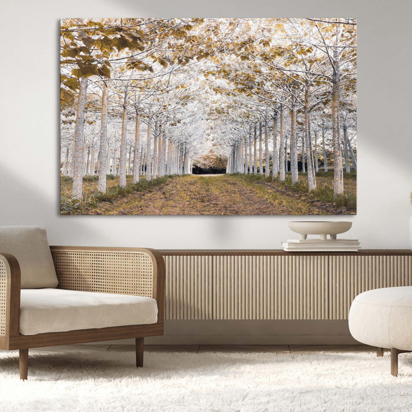 MGV-CV-36X24 - Forest Grove Wall Art | Serene Pathway Canvas Print | Ready to Hang and Framed Nature Wall Decor for
