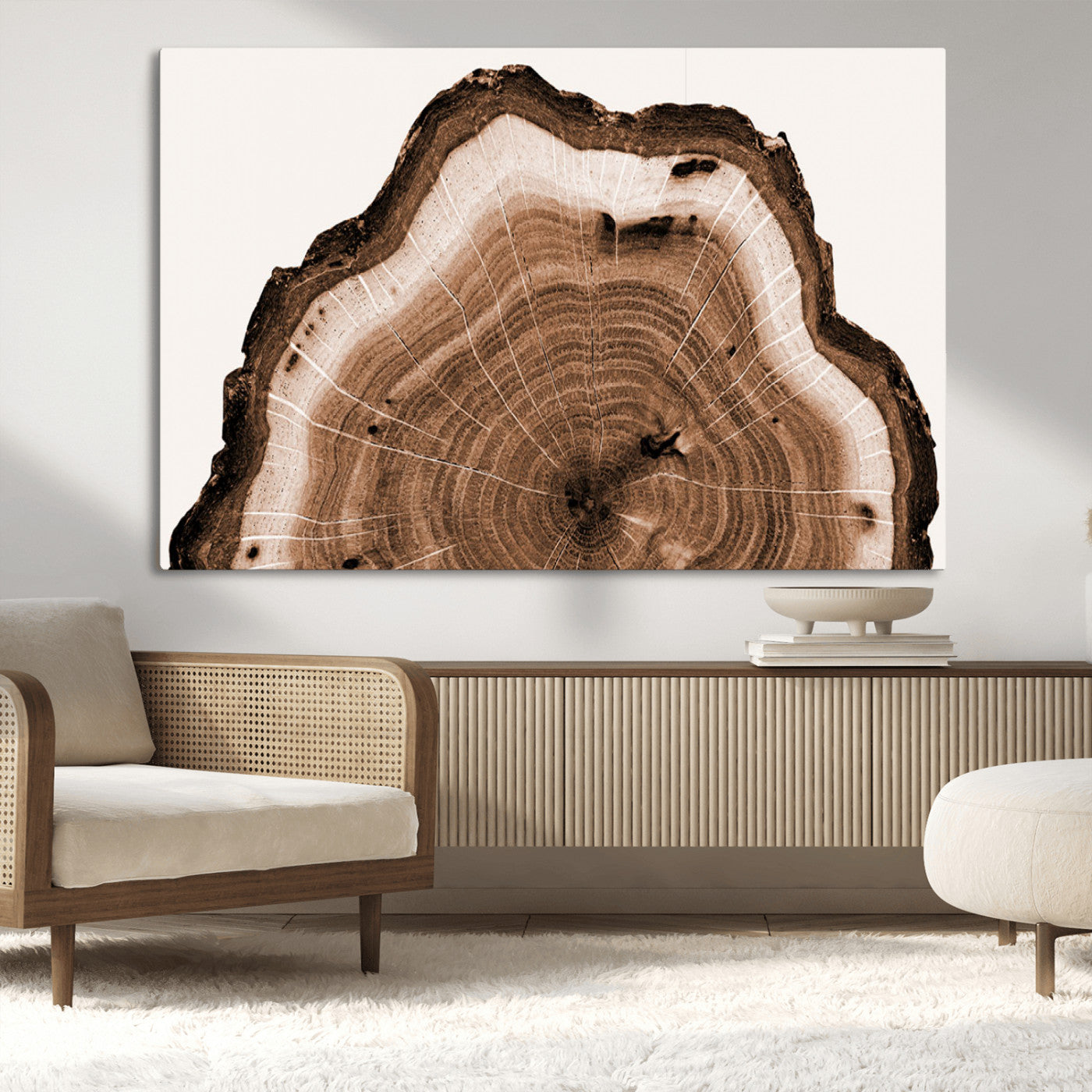 45195-MGV-CV-36X24-Rustic Wood Rings Wall Art | Nature-Inspired Tree Ring Canvas Print | Ready to Hang and Framed for