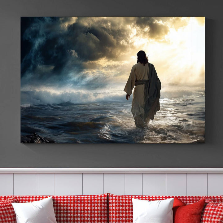 Jesus Walking on Water Wall Art | Canvas Print | Ready to Hang | Christian Home Decor | Spiritual Faith Wall Art | Inspirational Religious Wall Decor