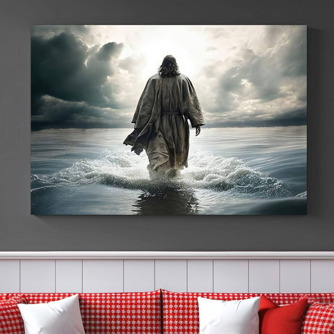 Jesus Walking on Water Wall Art | Canvas Print | Ready to Hang | Christian Home Decor | Spiritual Faith Wall Art | Inspirational Religious Wall Decor