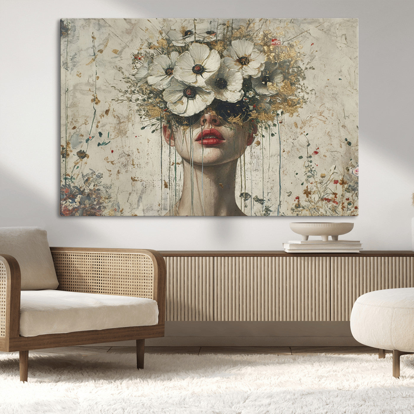 MGV-CV-36X24 - Abstract Floral Women Patel Wall Art Canvas Print