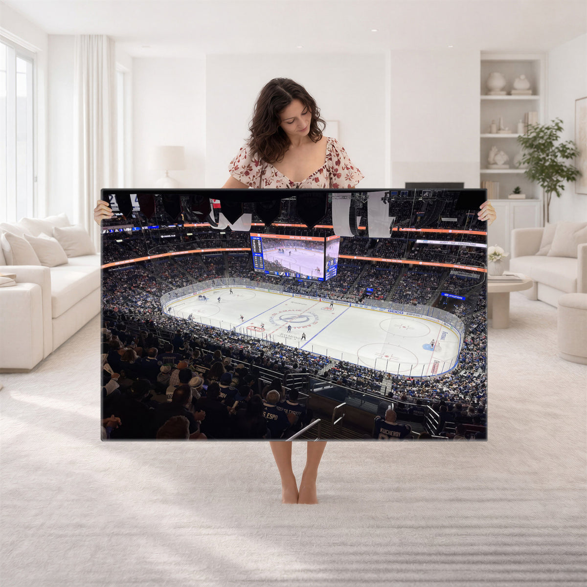 51641-MGV-CV-36X24 - Amalie Arena Florida Wall Art Canvas Print, NHL Hockey, Framed and Ready to Hang