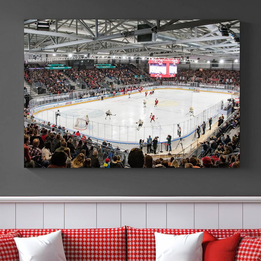 Lausanne Arena Ice Hockey Stadium Wall Art Canvas Print