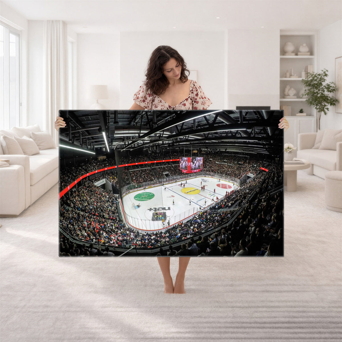 46282-MGV-CV-36X24 - Vaudoise Lausanne Ice Hockey Arena Stadium Wall Art Canvas
