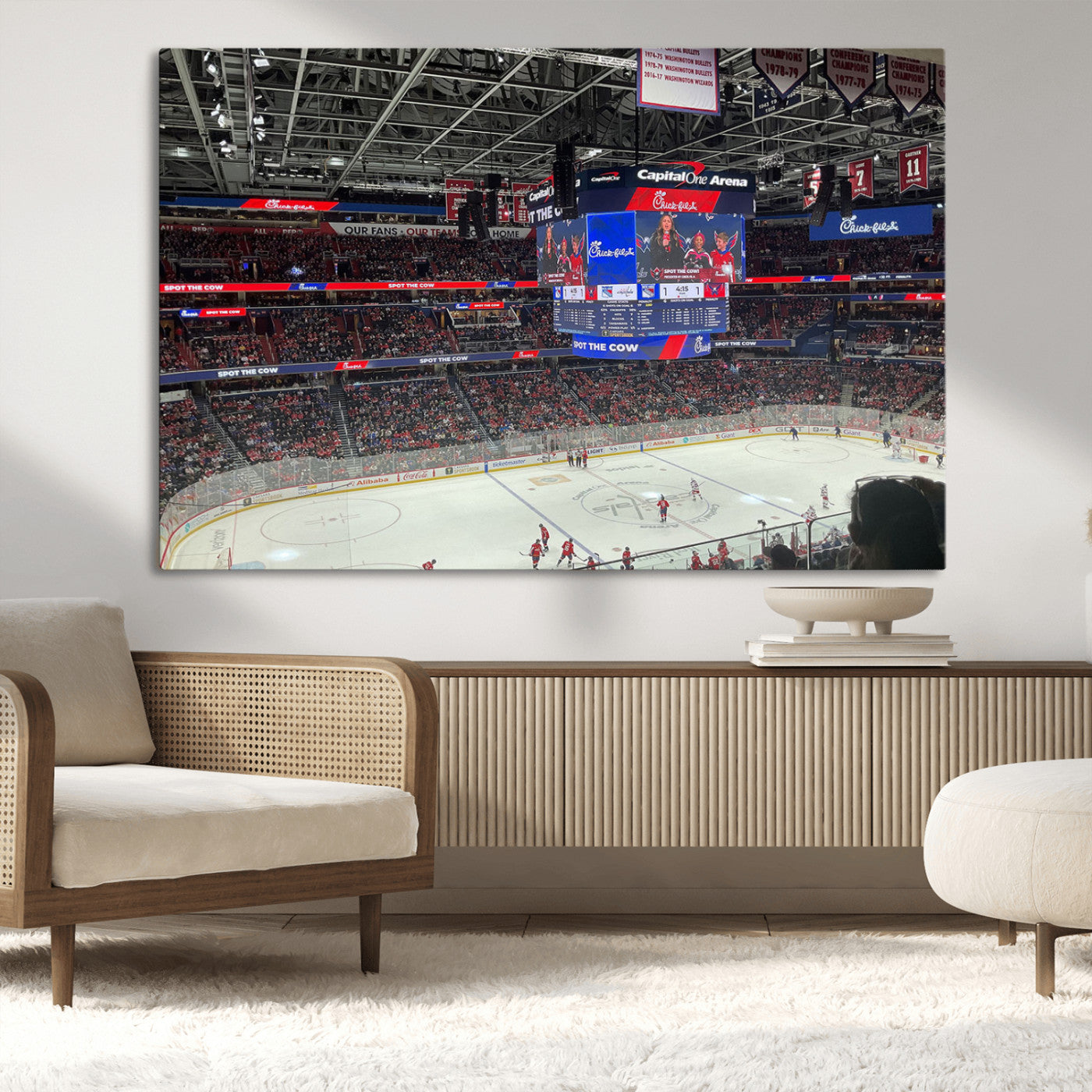 MGV-CV-36X24 - Washington Capitols New York Rangers Ice Hockey Game Stadium Wall Art Canvas Print