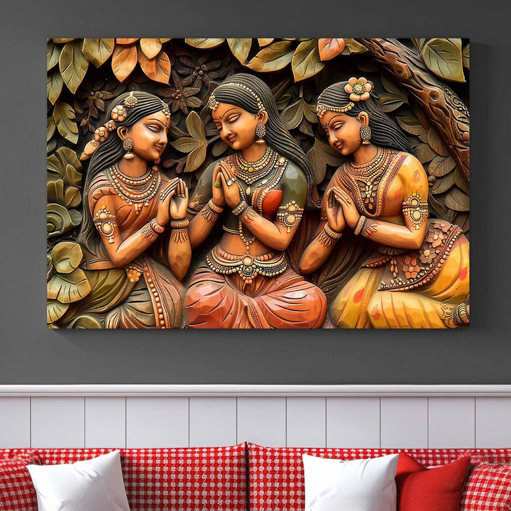 Indian Woman Statue Wall Art Canvas Print