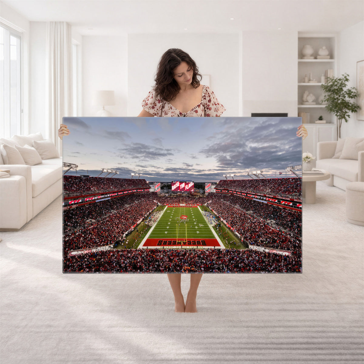 35698-MGV-CV-36X24 - Florida Tampa Raymond James Stadium Wall Art Canvas Print - NFL Football Stadium Print Canvas