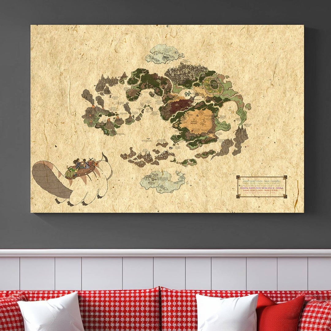 Last Air-Bender Avatar World Map Wall Art Canvas PrintWall Art Canvas Print