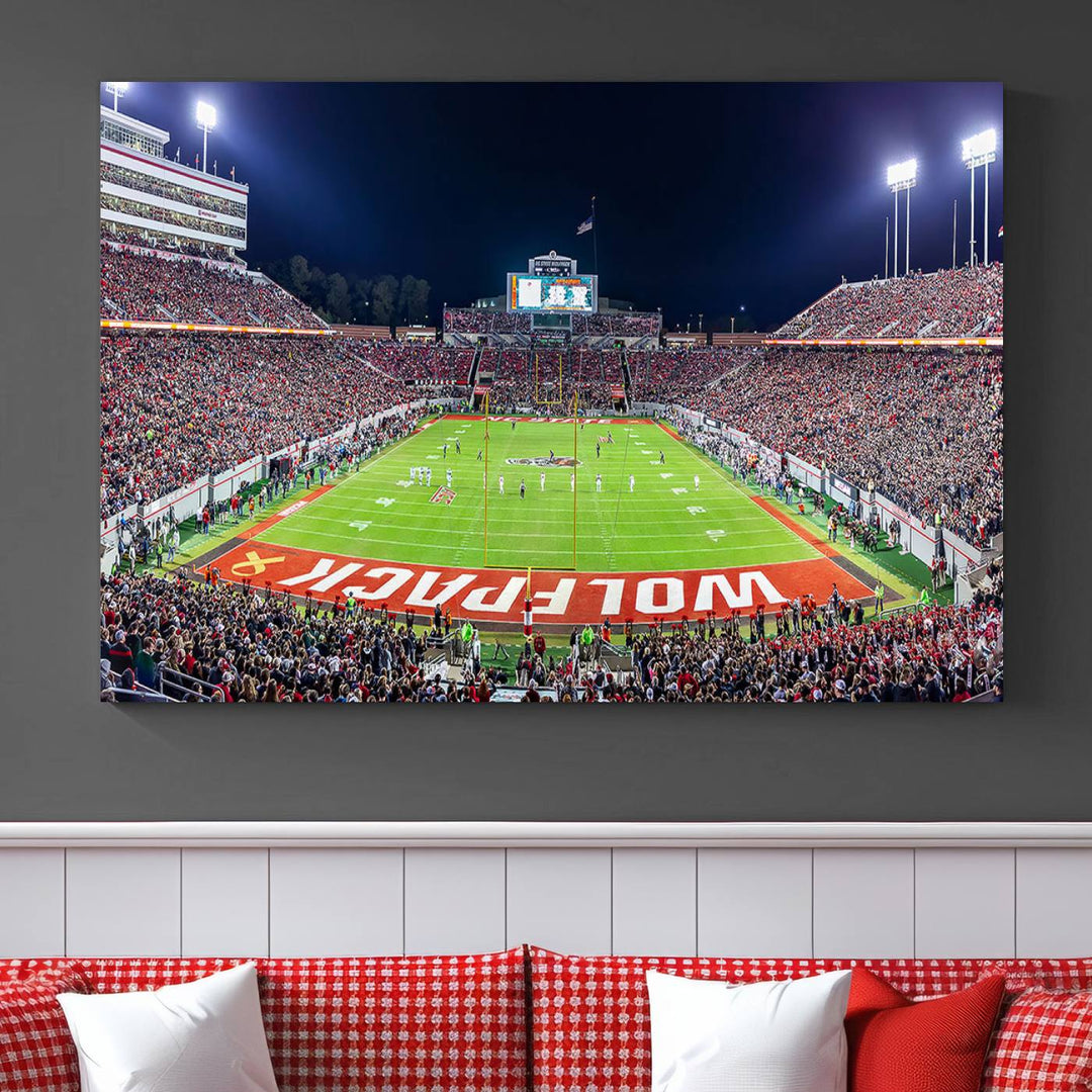 NC State Wolfpack Football Team Print - Raleigh Carter-Finley Stadium Wall Art Canvas Print