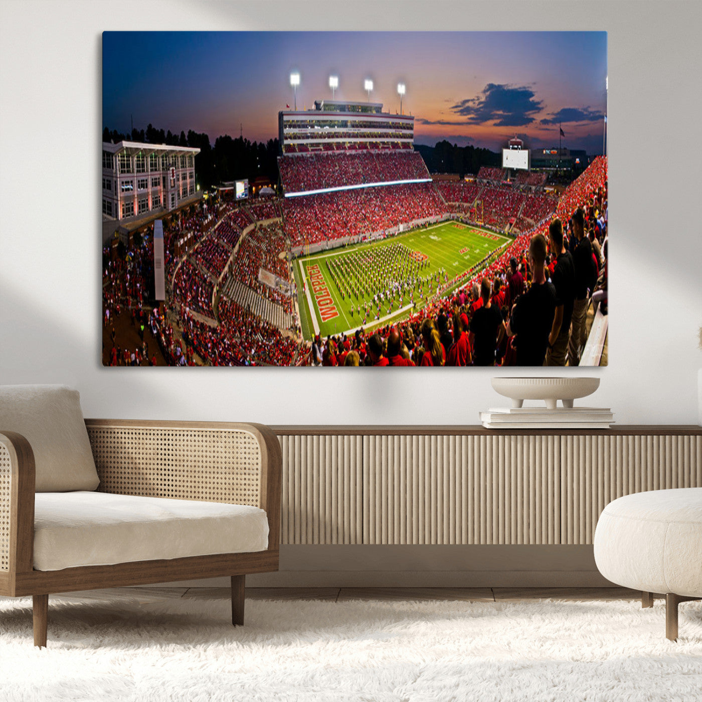 MGV-CV-36X24 - NC State Wolfpack Football Team Print - Raleigh Carter-Finley Stadium Wall Art Canvas Print