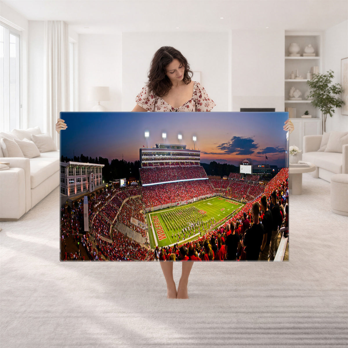 87655-MGV-CV-36X24 - NC State Wolfpack Football Team Print - Raleigh Carter-Finley Stadium Wall Art Canvas Print