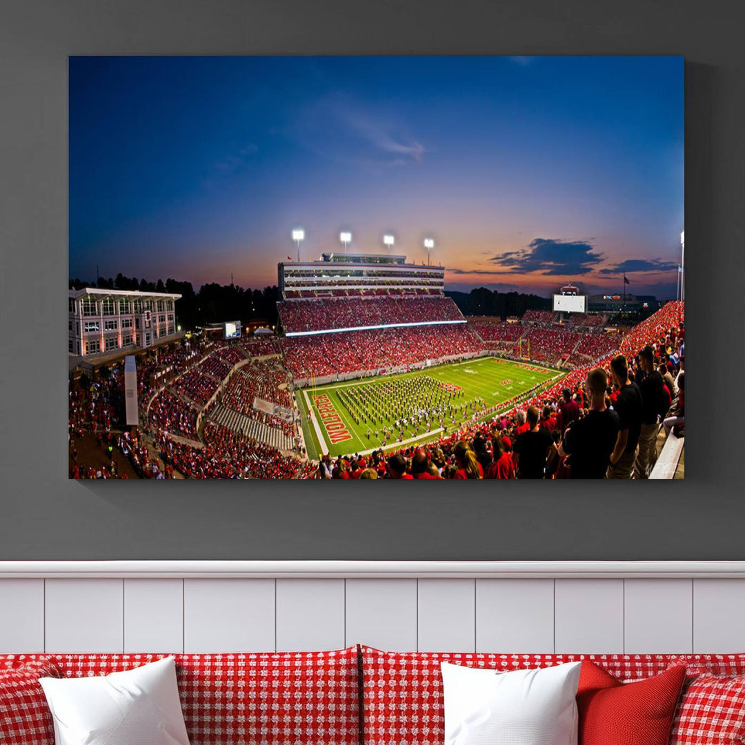 NC State Wolfpack Football Team Print - Raleigh Carter-Finley Stadium Wall Art Canvas Print