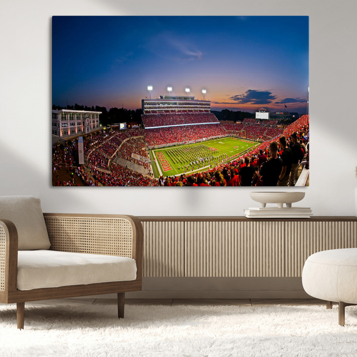 MGV-CV-36X24 - NC State Wolfpack Football Team Print - Raleigh Carter-Finley Stadium Wall Art Canvas Print
