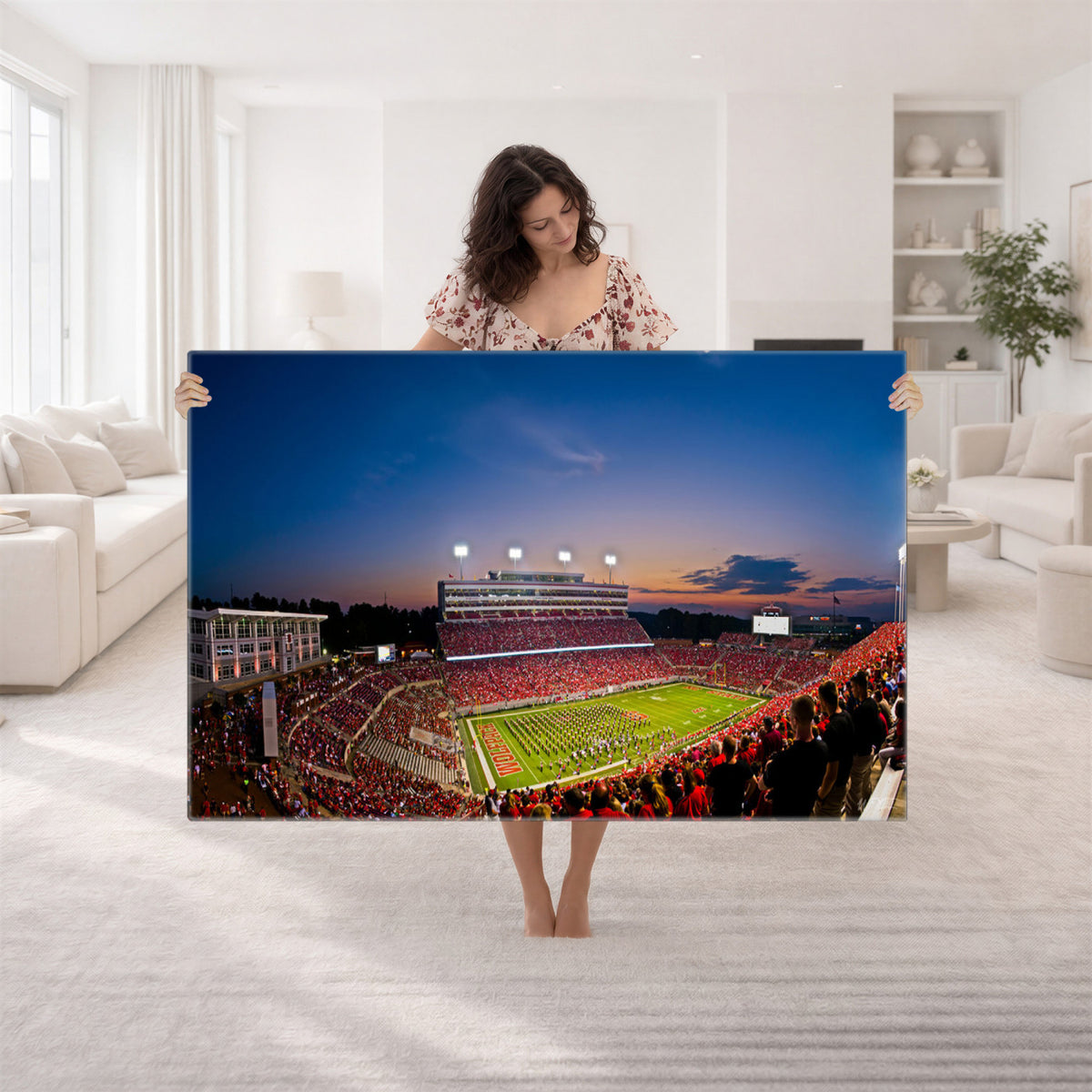 33313-MGV-CV-36X24 - NC State Wolfpack Football Team Print - Raleigh Carter-Finley Stadium Wall Art Canvas Print