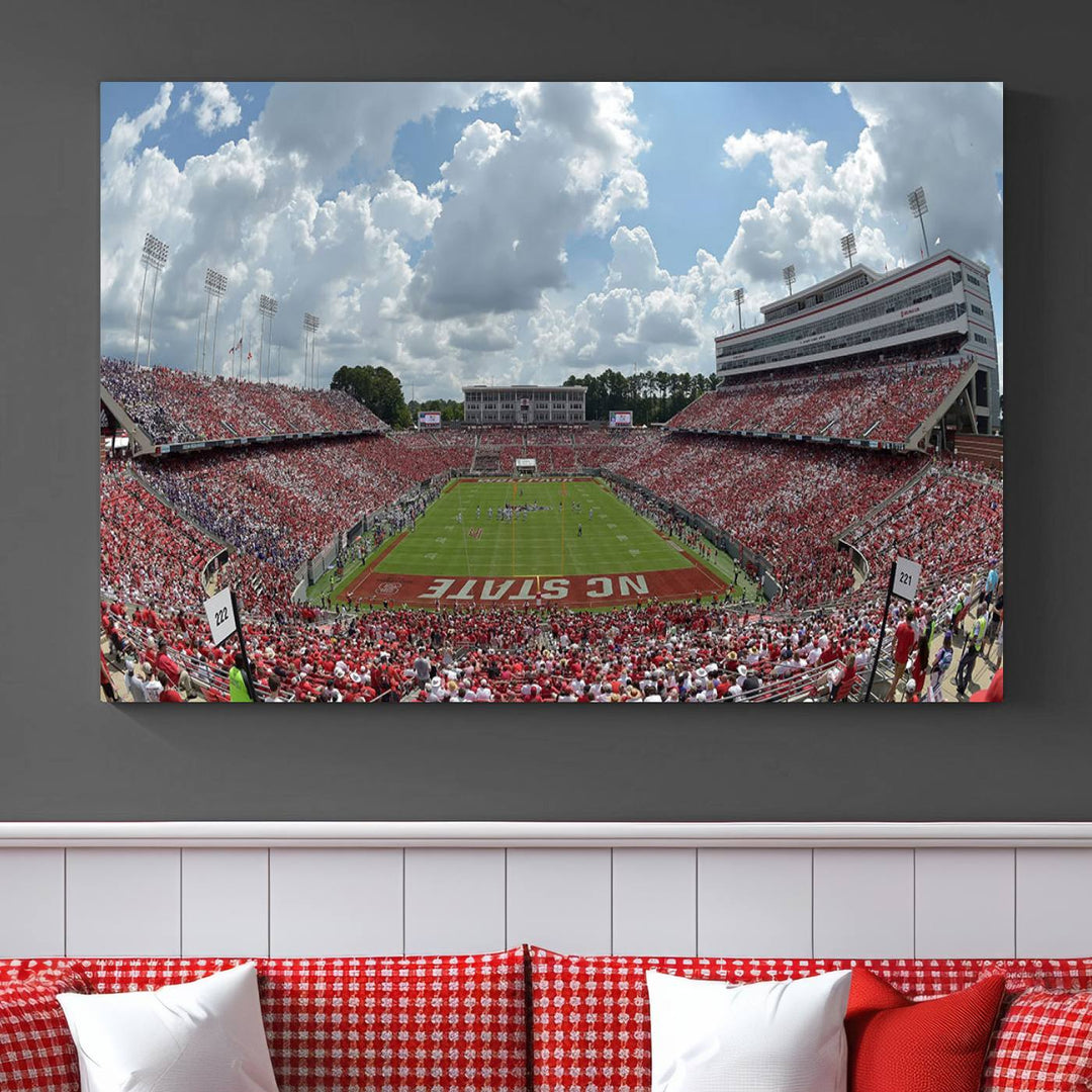 NC State Wolfpack Football Team Print - Raleigh Carter-Finley Stadium Wall Art Canvas Print