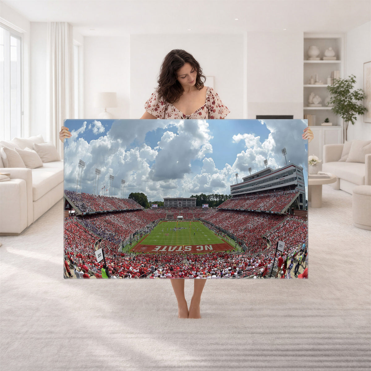 30640-MGV-CV-36X24 - NC State Wolfpack Football Team Print Canvas- Raleigh Carter-Finley Stadium Wall Art Canvas Print