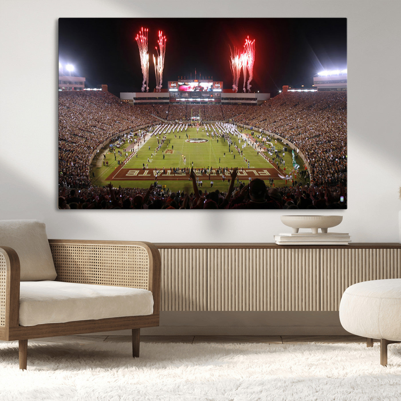 MGV-CV-36X24 - Framed Florida State Seminoles Football Team Print - Tallahassee Doak Campbell Stadium Wall Art