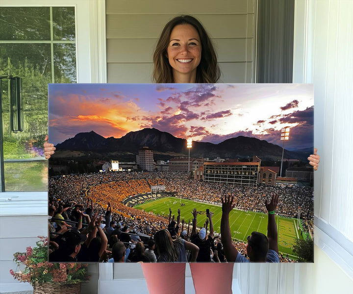 Colorado Buffaloes Football Team Print - Boulder Folsom Field Stadium Wall Art Canvas Print
