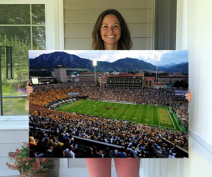 Colorado Buffaloes Football Team Print - Boulder Folsom Field Stadium Wall Art Canvas Print