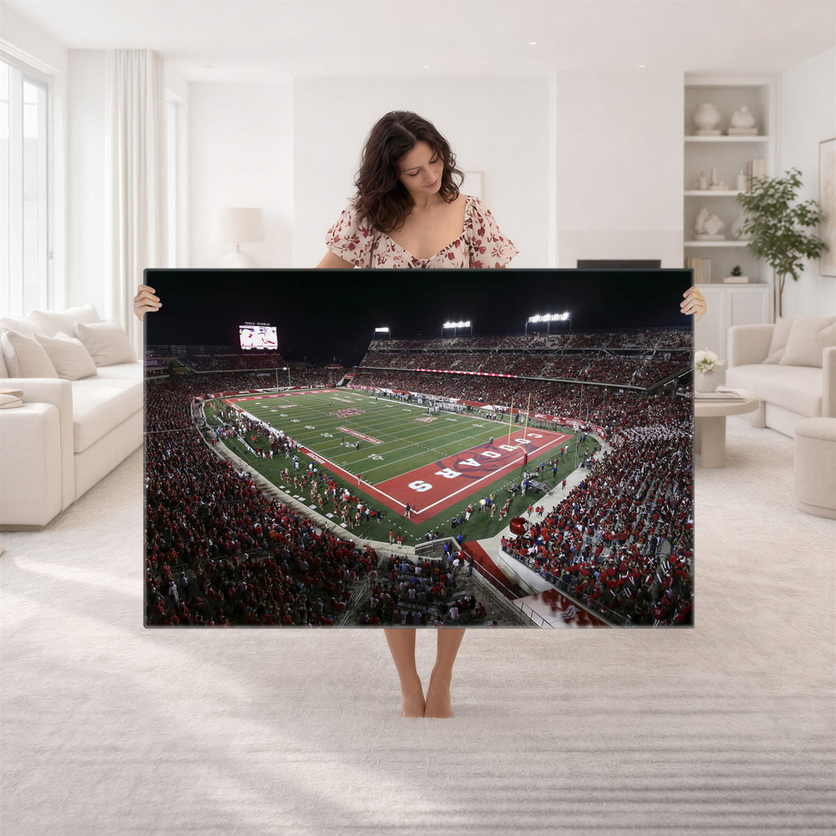 94207-MGV-CV-36X24 - Houston Cougars Football Team Print - Houston TDECU Stadium Wall Art Canvas Print