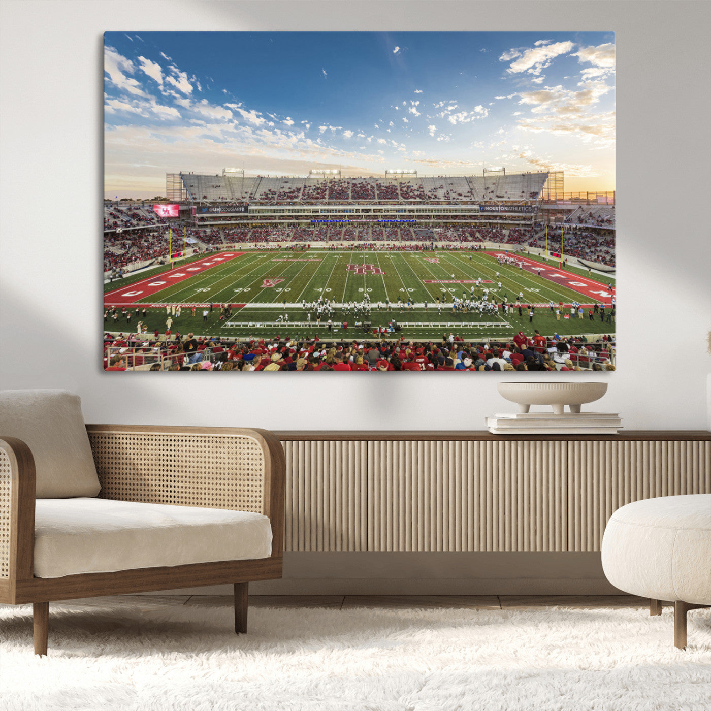 MGV-CV-36X24 - Framed Houston Cougars Football Team Print - Houston TDECU Stadium Wall Art Canvas Print