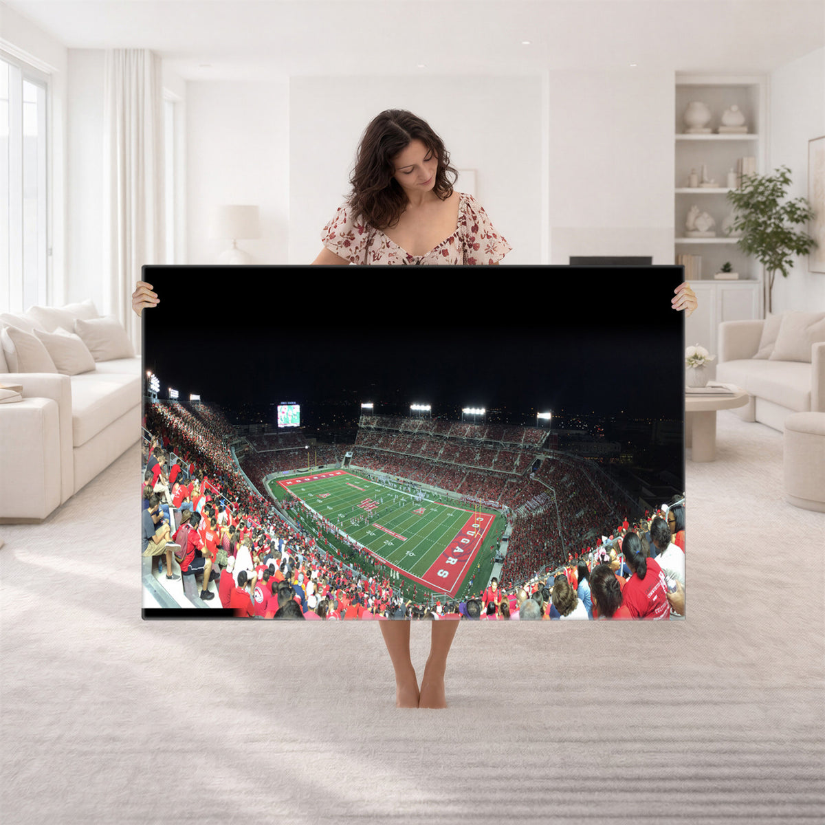 67036-MGV-CV-36X24 - Houston Cougars Football Team Print - Houston TDECU Stadium Wall Art Canvas Print