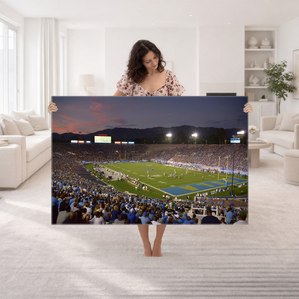 90359-MGV-CV-36X24 - UCLA Bruins Football Team Print - Pasadena Rose Bowl Stadium Wall Art Canvas Print